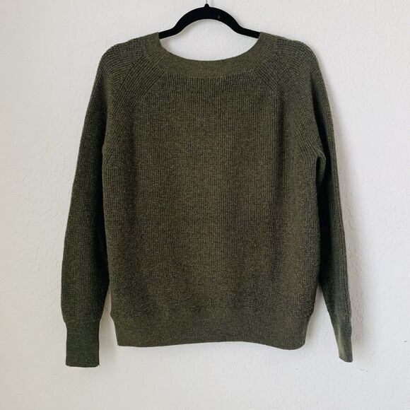 J.Crew Sweater Women S Olive Army Green Waffle Crewneck Supersoft Yarn Preppy - Picture 3 of 6